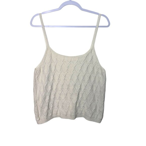Anthropologie Edie Cable Knit Sweater Tank Women L Cream Boho Lightweight - Picture 1 of 8